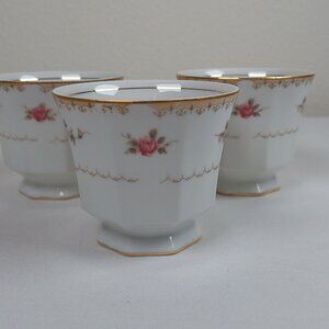 Lot of 3 Harmony House Rosette Fine China White Cup Octagonal Tan Scroll & Band